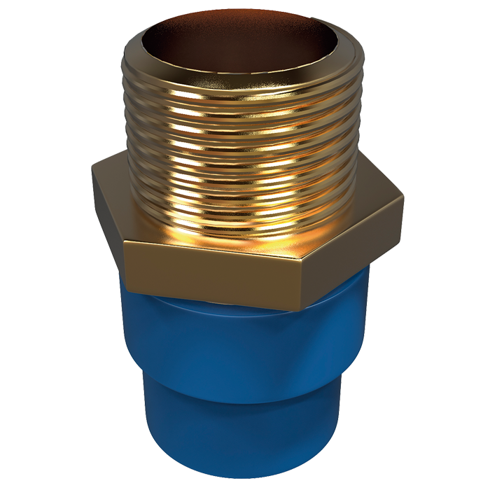 CONECTOR MACHO CON INSERTO METALICO CPVC 38MM